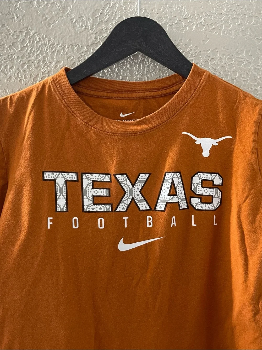 Nike Kids Texas Football Tee in Burnt Orange with White Logo Large